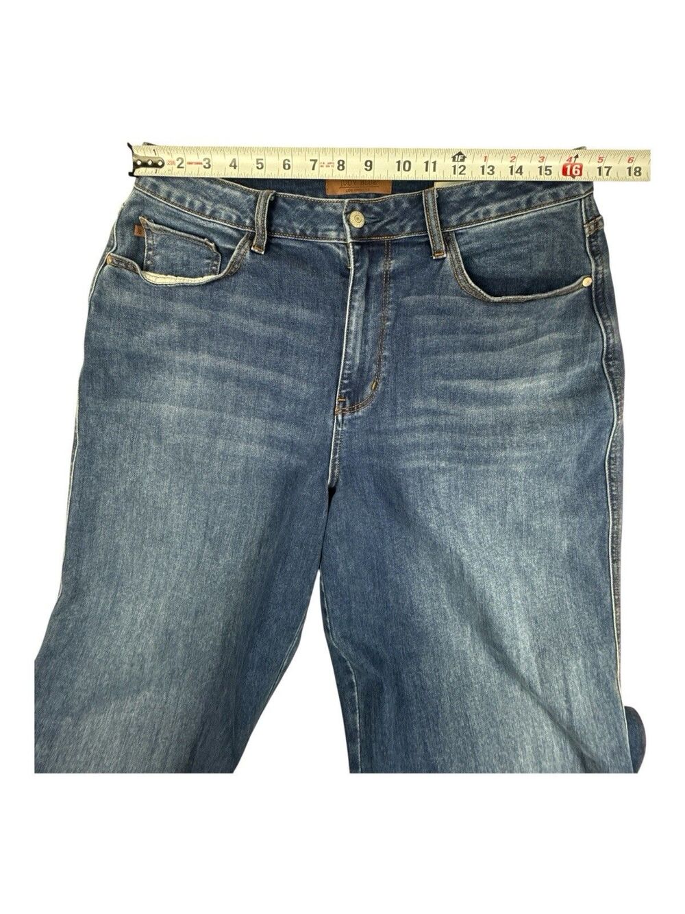 Judy Blue Wilhemina High Waist Baggy Wide Leg Jeans 14W Medium Wash Stretch - Picture 7 of 8